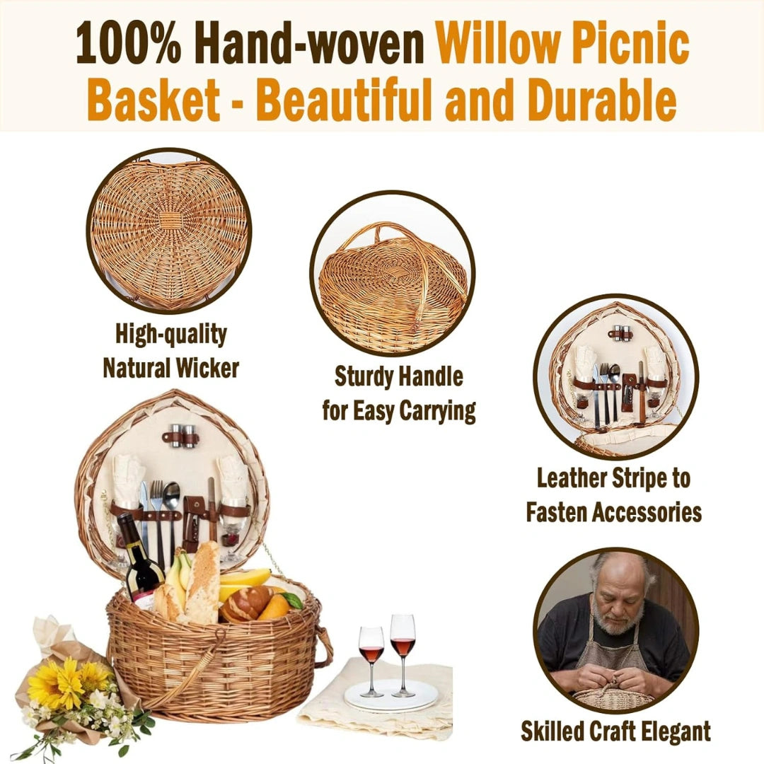 Ollunu™ - Heart Picnic Basket Set